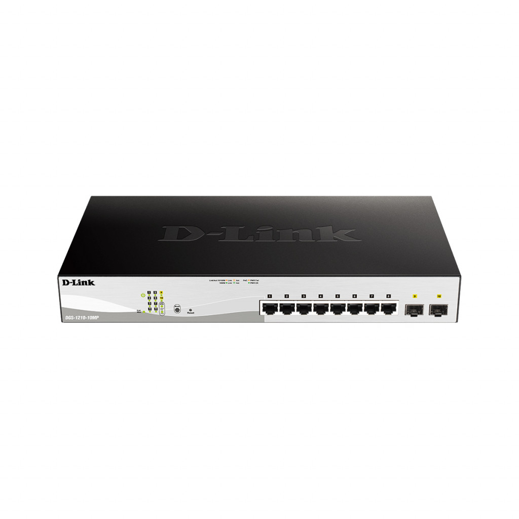 سوئیچ شبکه مدیریتی 8 پورت PoE با 2 پورت SFP تی پی لینک مدل DGS-1210-10MP